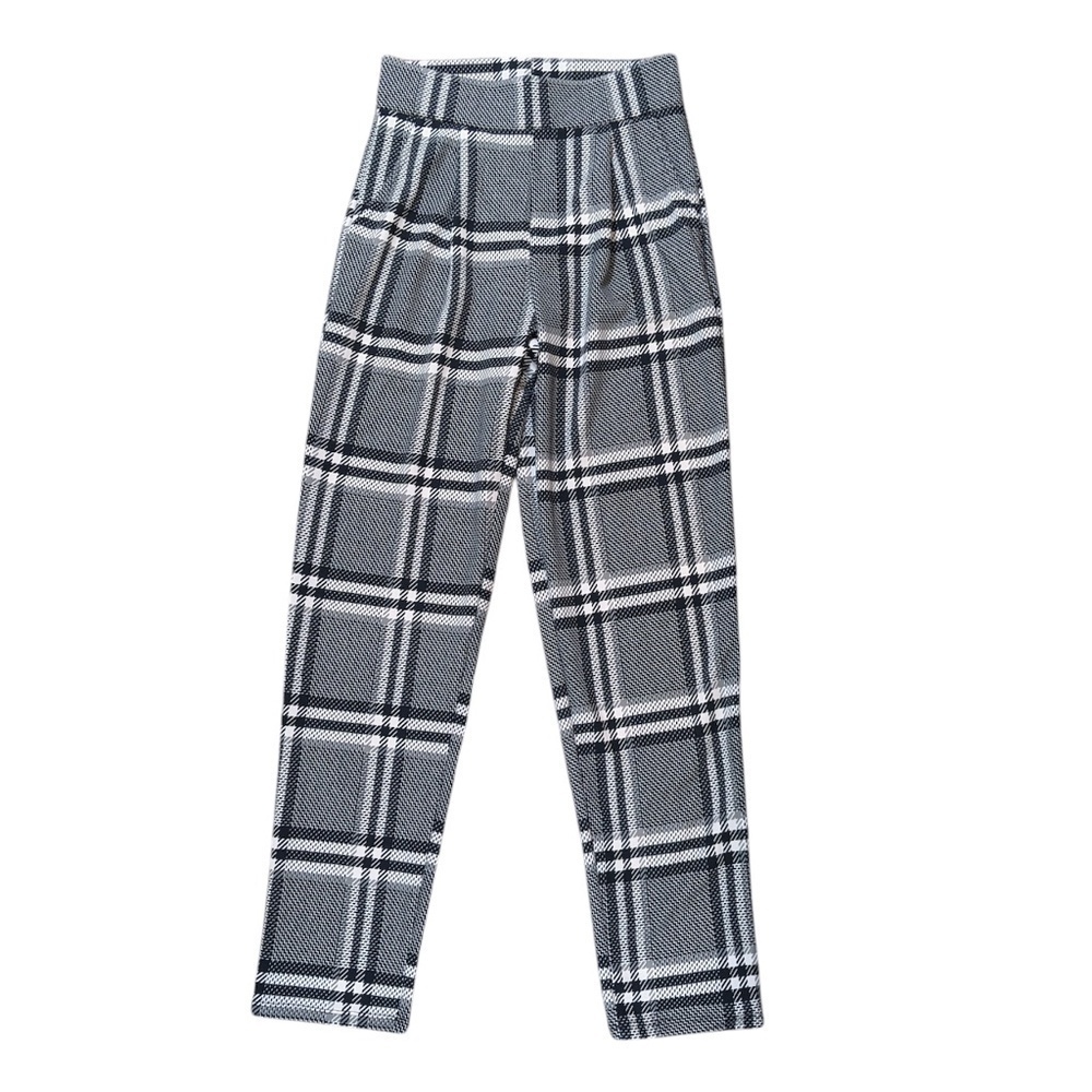 Black & White Tapered Stretch Trousers Multiple Sizes